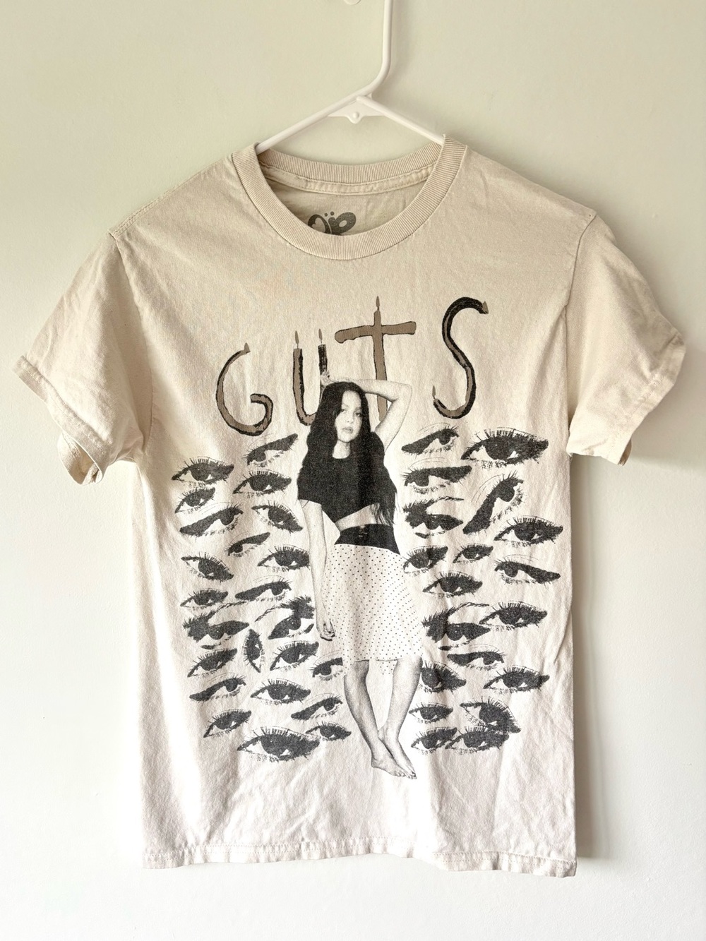 Olivia Rodrigo Guts Graphic Tee Short Sleeve Tour Off White Black